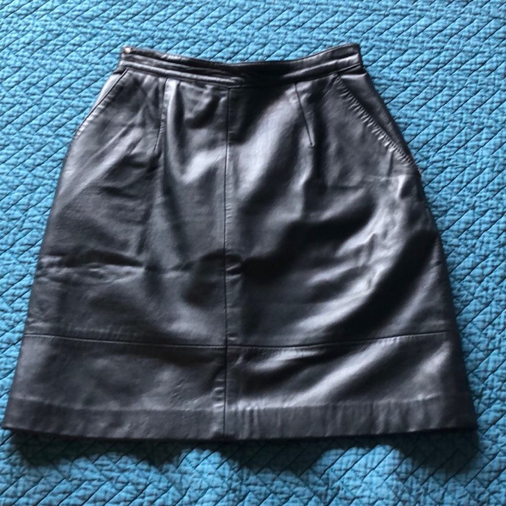 FINAL SALE Vintage 100% REAL LEATHER skirt